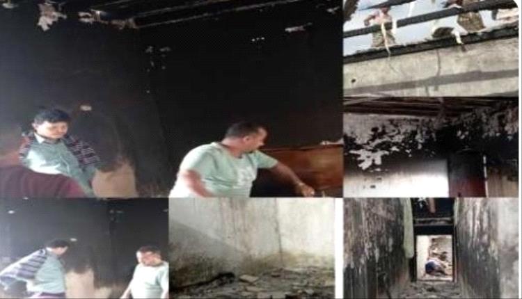احتراق منزل بالكامل في أبين