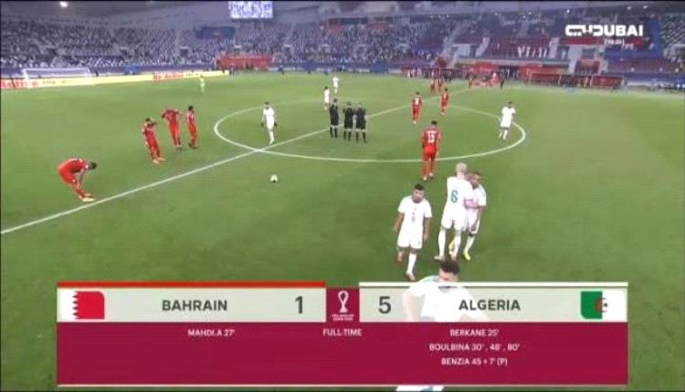 الجزائر يفوز على البحرين بخماسية ويتصدر المجموعة الرابعة بكأس العرب
