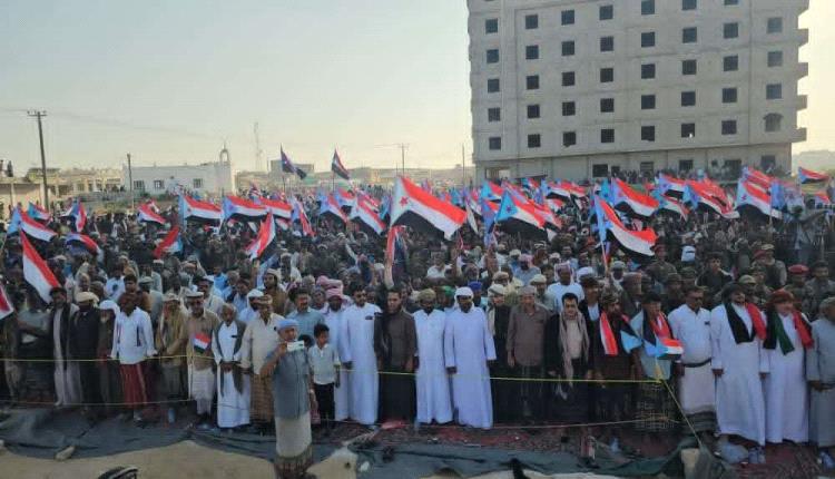 مدينة الغيضة عاصمة محافظة المهرة تشهد مليونية المطالبة بإعلان دولة الجنوب العربي"بيان"