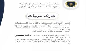 بدء صرف راتب يونيو 2025 لأسر الشهداء والجرحى والمعاقين 

