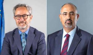 الرئيس الزُبيدي يبحث مع رئيس بعثة الاتحاد الأوروبي الأوضاع الراهنة في بلادنا وسُبل دعم جهود السلام
