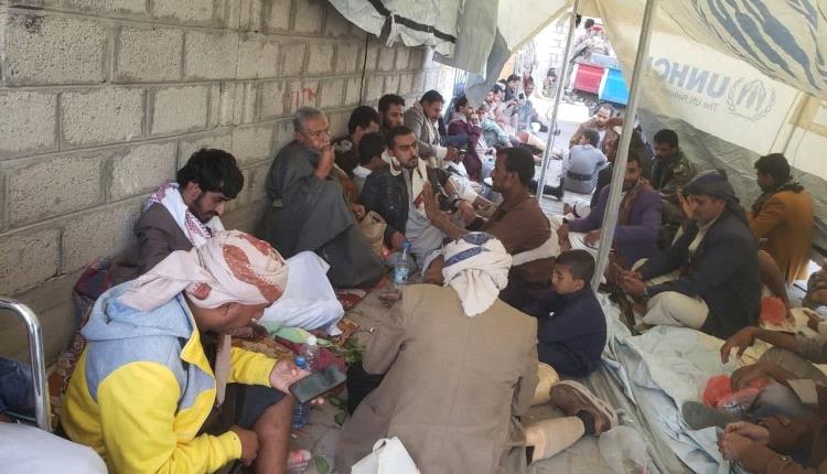 جـ.ـرحى مأرب ينصبون أول خيمة اعتصام للمطالبة بمستحقاتهم المالية