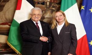 أبو مازن يستعرض مع ميلوني تثبيت وقف النـ.ـار في غـ.ـزة