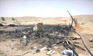 حريق مروع يدمّر منزل أسرة بالكامل في ريف المخا ويشرد أمًا وأطفالها