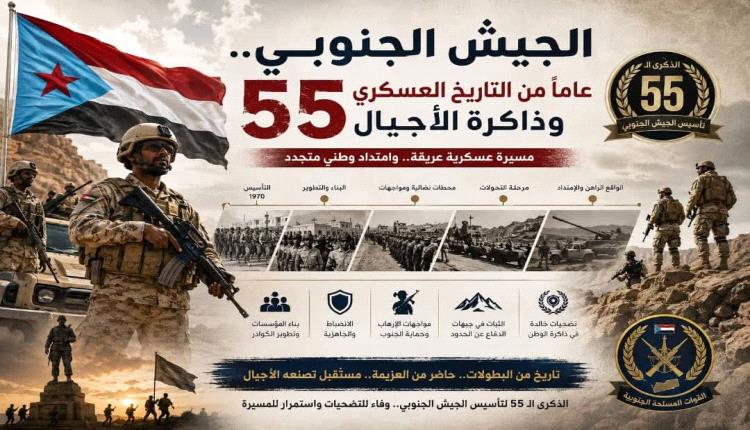 الجيش الجنوبي 55 عامًا من التاريخ العسكري وذاكرة الأجيال ..