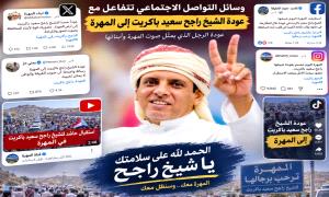 المهرة تستقبل راجح باكريت.. حضور شعبي وإعلامي واسع وتفاعل لافت على المنصات