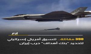 390 مقاتلة.. تنسيق أمريكي إسرائيلي لتحديد "بنك أهداف" حرب إيران