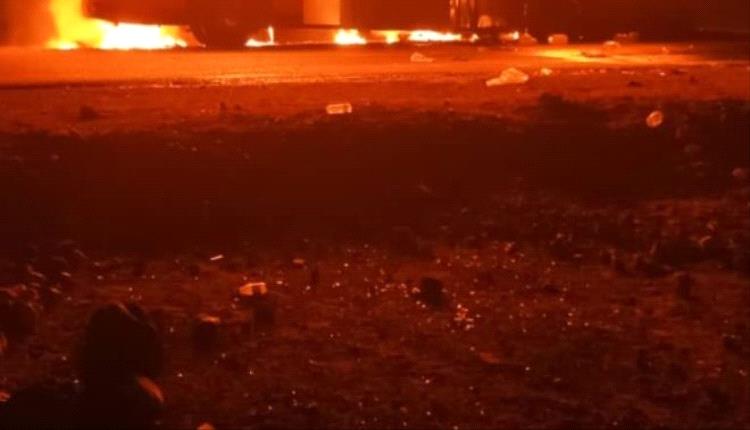  احتـ.ـراق حافلة نقل جماعي في عقبة العرقوب بأبين للمرة الرابعة