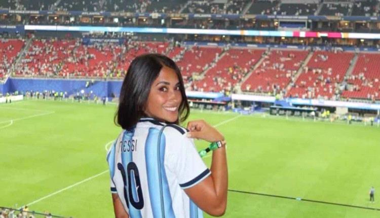 بكاء زوجة ميسي بعد هدف الأرجنتين أمام إنجلترا 