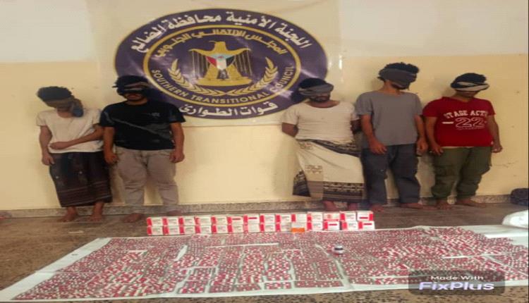 طوارئ اللجنة الأمنية بالضالع تلقي القبض على شبكة مروجين للمخـ.ـدرات وتضبط بحوزتهم 4,127 كبسولة 