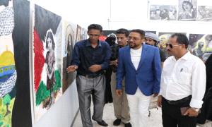 نائب وزير الثقافة يفتتح المعرض التشكيلي " معاناة غـ,ـزة " 