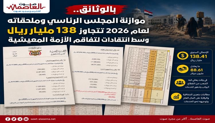الشعب بلا رواتب ولا كهرباء ولا خدمات.. وميزانية المجلس الرئاسي 138 مليار في عام واحد..
