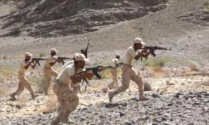 بالصور.. قوات العمالقة الجنوبية تستعرض قوتها بمناورة نارية ومسيرات في أبين