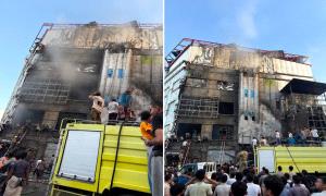 الدفاع المدني يخمد حريقًا اندلع في النخيل مول بمديرية المنصورة في عدن