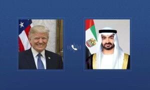 محمد بن زايد وترامب يبحثان هاتفياً سُبل تعزيز التعاون وتطورات الشرق الأوسط